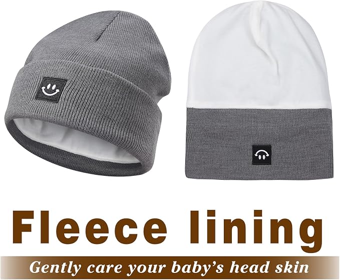 MaxNova 2 Pack Baby Beanie Fleece Lined Knit Toddler Hat - Image 6