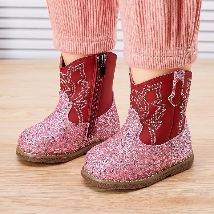 BMCiTYBM Baby Cowboy Cowgirl Boots Infant Western Shoes Boys Girls Round Toe - Image 2