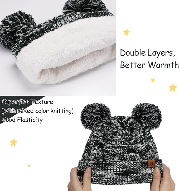 Kids Toddlers Winter Beanie Hats Gloves Neck Scarf Set Mittens Gifts - Image 2