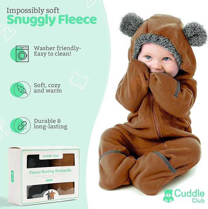 Cuddle Club Fleece Baby Bunting Bodysuit - Image 2