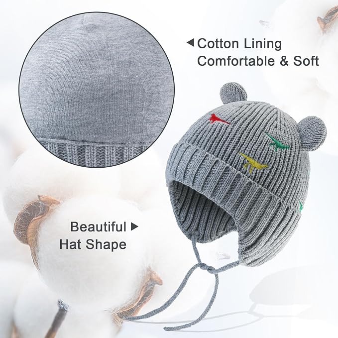 XIAOHAWANG Baby Hat Cute Bear Toddler Earflap Beanie Warm - Image 3