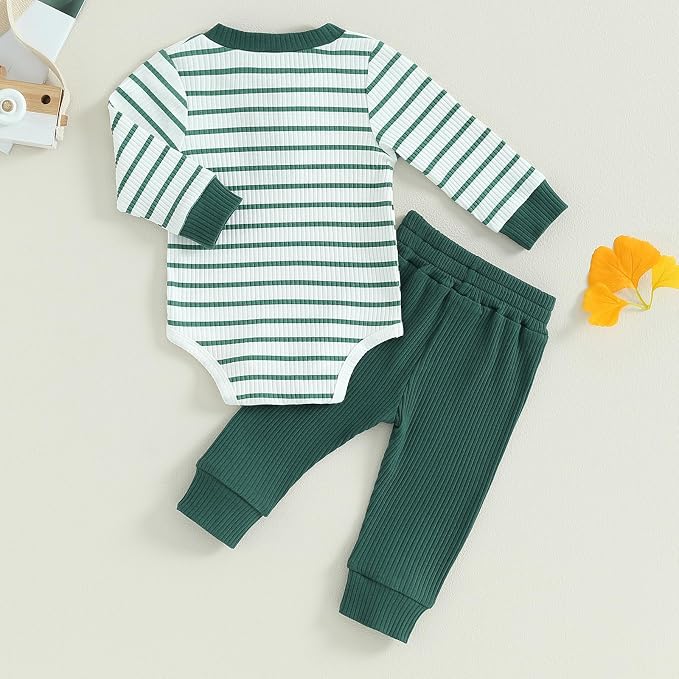 Newborn Baby Boy Girl Clothes Ribbed Knitted Long Sleeve Romper Pants Solid - Image 7
