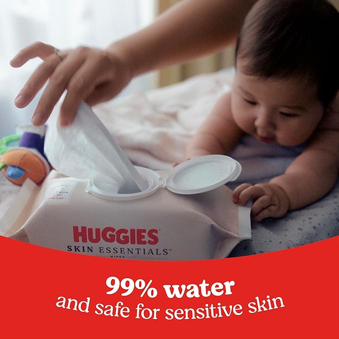 Huggies Skin Essentials Baby Wipes, Hypoallergenic, 99% Water, 15 Flip Top Packs - Image 4