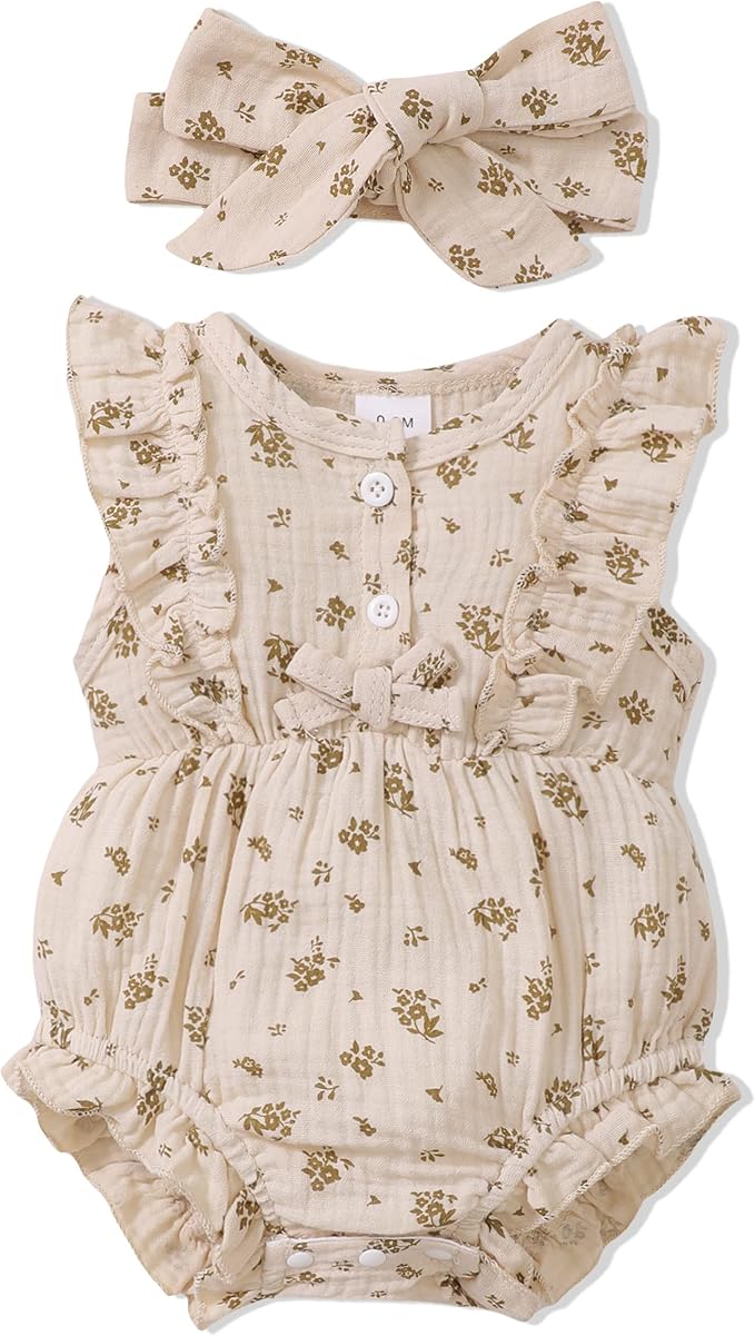 Renotemy Newborn Infant Baby Girl Clothes Rompers Summer Jumpsuits Short Sleeve by Renotemy