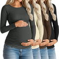 Huukeay 4 Pack Women's Maternity Shirts, Long Sleeve Cotton Ribbed Pregnancy by Huukeay