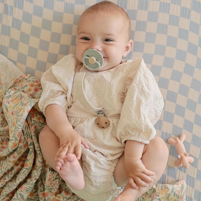 mushie Linen Baby Pacifier Clip Holder | Soft Fabric Strap - Image 5