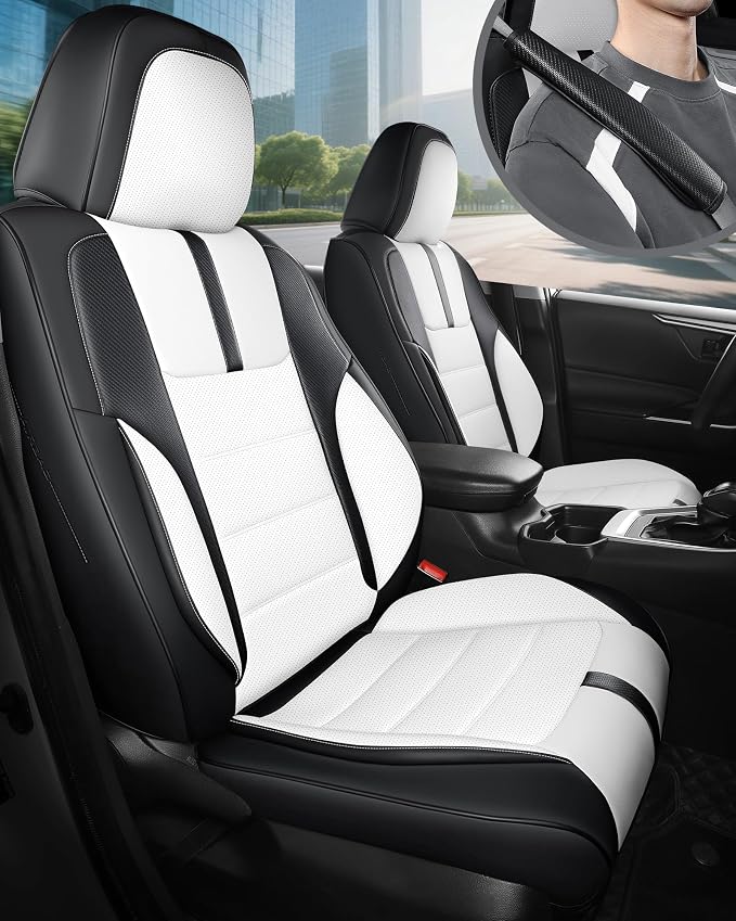 FREESOO Black White Car Seat Covers Full Set by FREESOO