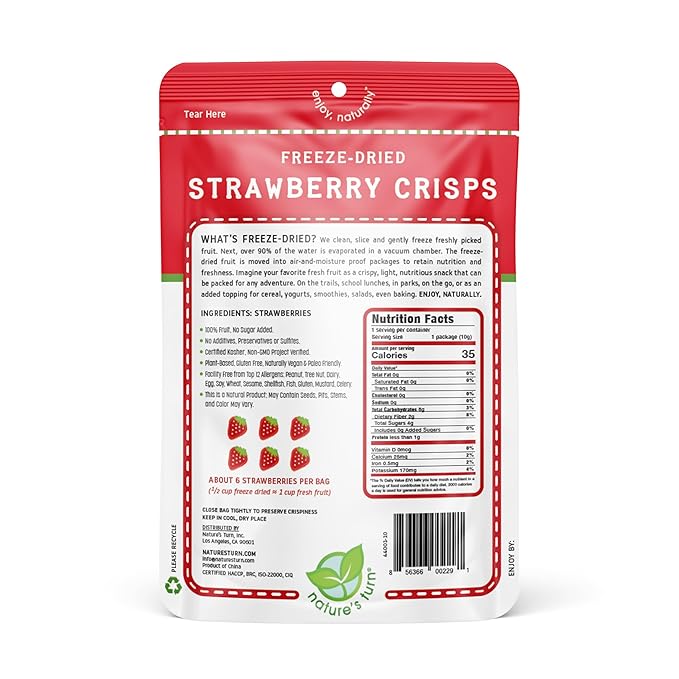 Nature’s Turn Freeze-Dried Strawberry Crisps – Healthy, Gluten-Free, Crispy & - Image 2