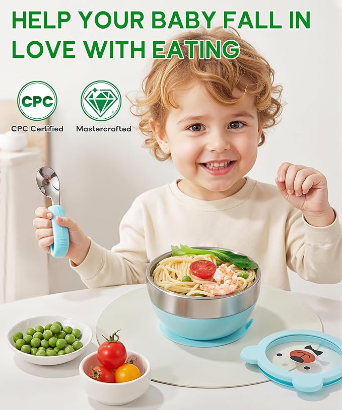 Suction Bowl and Spoon Set for Babies and Toddlers Non-Slip Silicone Suction - Image 5