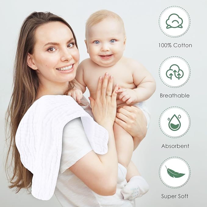 Muslin Burp Cloths 100% Cotton Large 20''x10'' Extra Soft and Absorbent Baby - Image 6