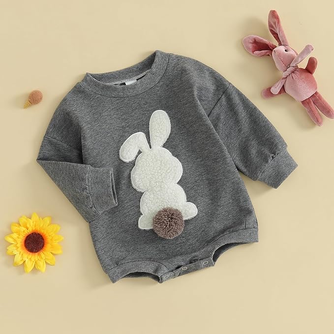 VISGOGO Newborn Infant Baby Boy Girls Oversized Romper Little Dude Sweater - Image 3
