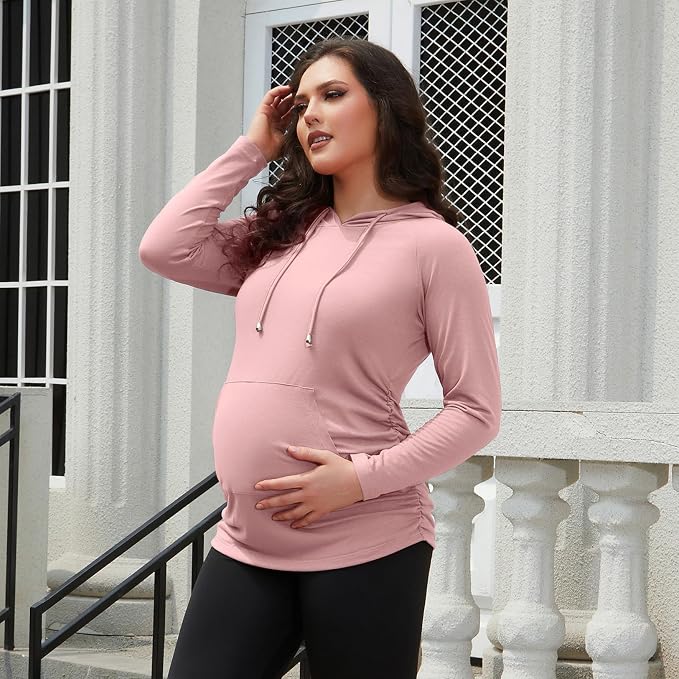 GINKANA Maternity Hoodie Long Sleeves Shirts Casual Maternity Top Pregnancy - Image 2