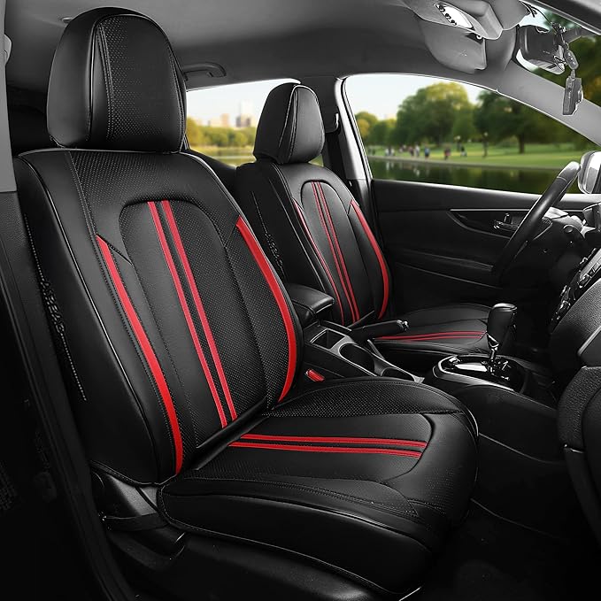 FREESOO Front Seats 2PCS Leather Car Seat Covers, Ultra Breathable Waterproof by FREESOO