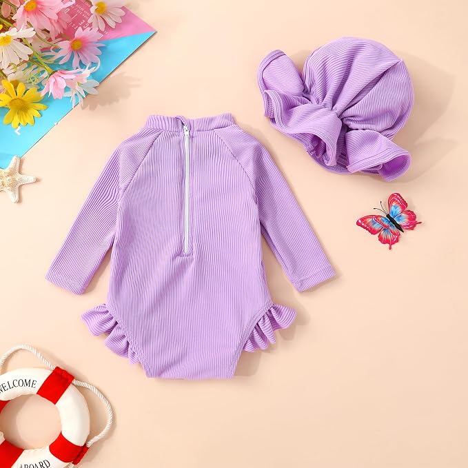 YOUNGER TREE Infant Baby Girls Swimsuit Long Sleeve Swimsuits One Piece - Image 3