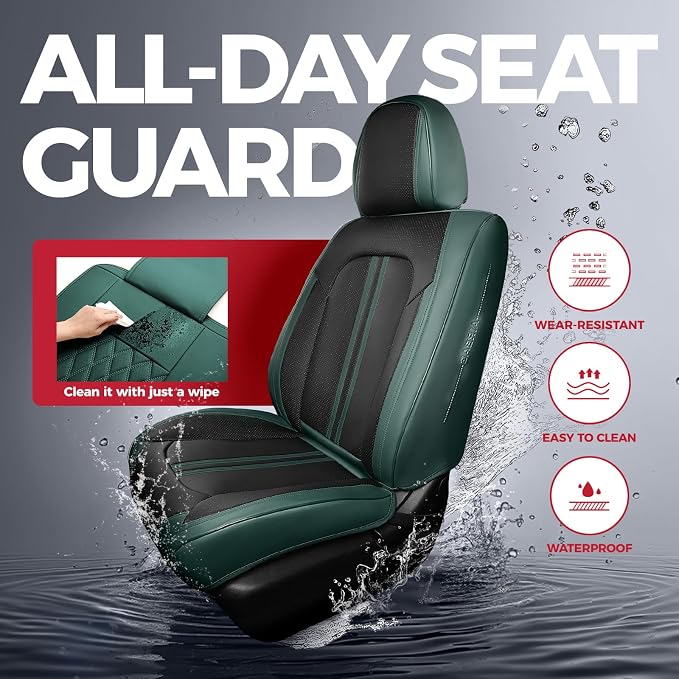 FREESOO Leather Car Seat Covers Full Set, Luxury Front Car Seat Covers and Back - Image 3