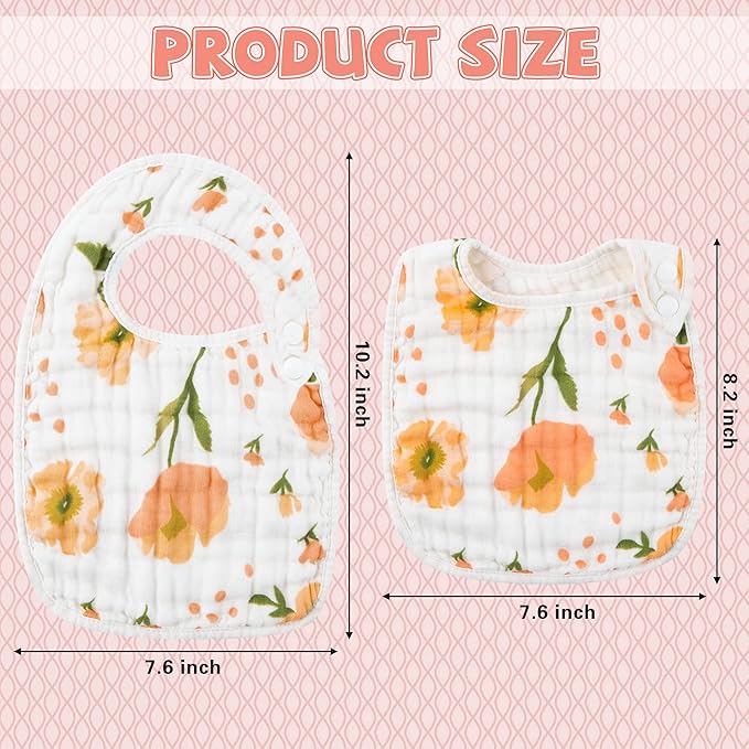Zainpe 6Pcs Snap Muslin Cotton Bibs - Image 2