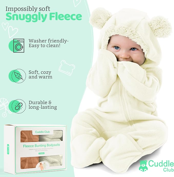 Cuddle Club Fleece Baby Bunting Bodysuit - Image 2