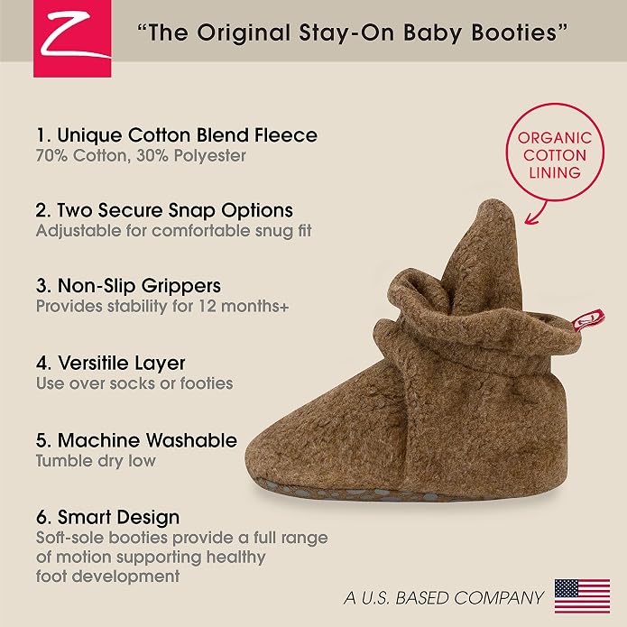 Zutano Unisex Fleece Baby Booties, Two Snap Closure, Newborn to 24 Months - Image 3