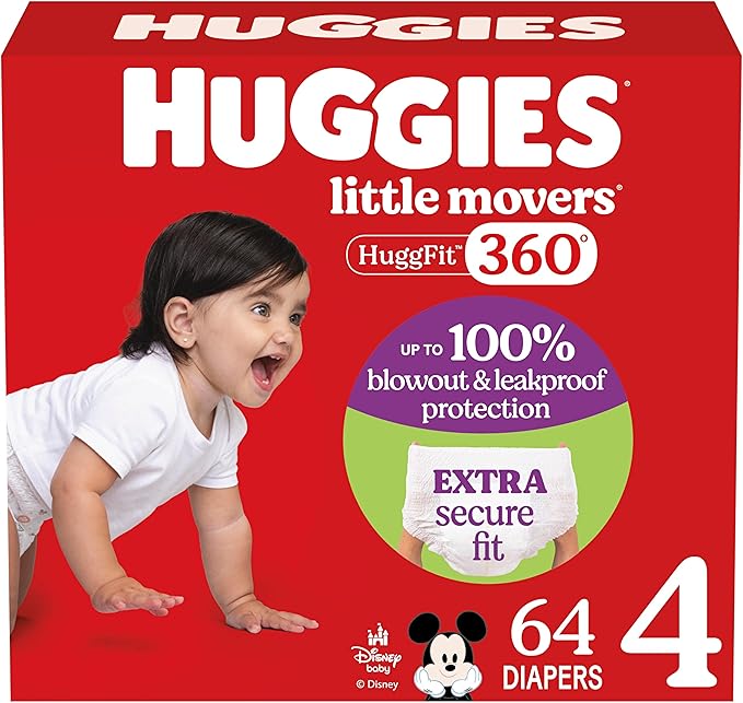 Huggies Size 4 Baby Diapers, Little Movers HuggFit 360° Baby Diapers by Huggies%C2%AE