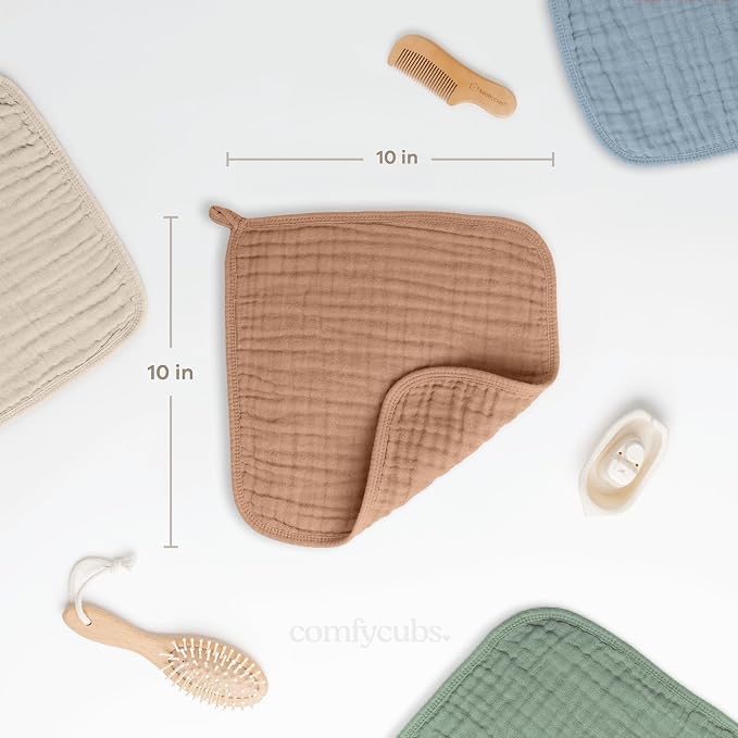 Comfy Cubs Muslin Baby Washcloths 10 Pack - Image 3