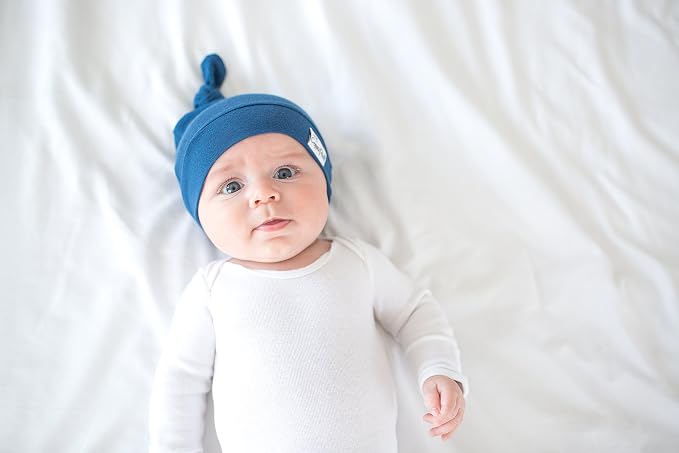 Copper Pearl Baby Beanie Hat Top Knot Stretchy Soft River 0-4mo - Image 6