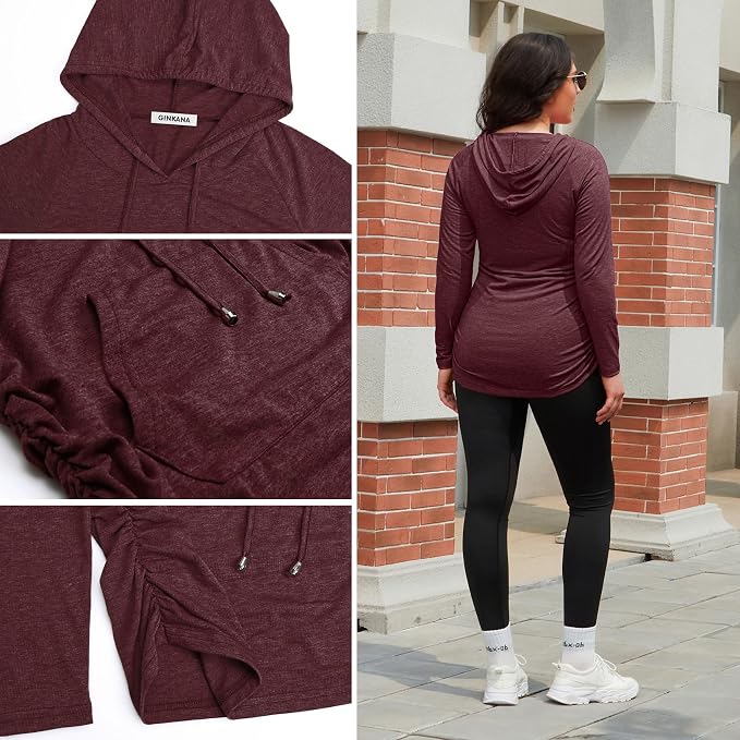 GINKANA Maternity Hoodie Long Sleeves Shirts Casual Maternity Top Pregnancy - Image 6