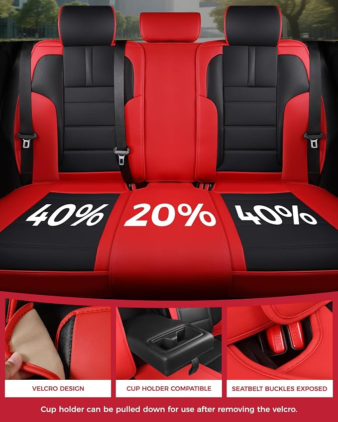 FREESOO Red Black Car Seat Covers Full Set - Image 5