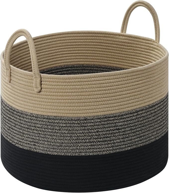 67L Storage Basket for Organizing, Cotton Rope Woven Blanket Basket, Toy by Degeyoyo