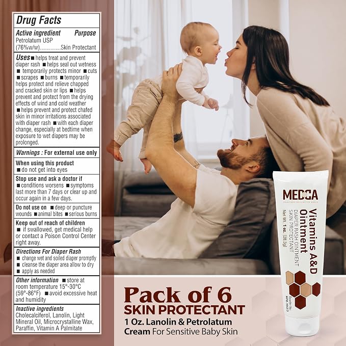 MEDca Vitamin A & D Diaper Rash Ointment- Protectant Cream - Image 4