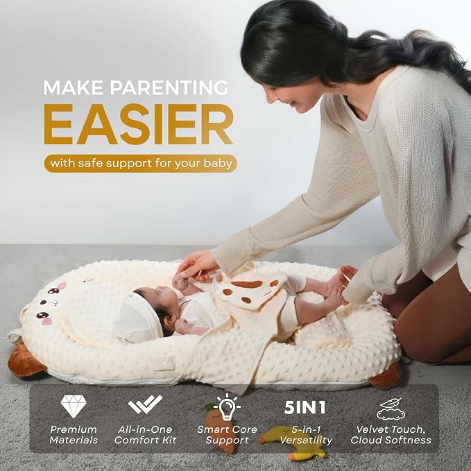 Baby Lounger for Newborns to 12 Months, Premium Velvet Cover, Infant Nest - Image 2