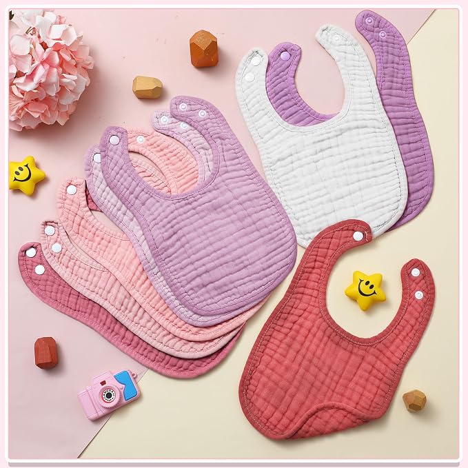 Frienda 8 Pcs Muslin Baby Bibs Cotton Bandana Drool Bibs Bulk - Image 5
