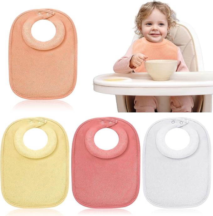 4 Pcs Baby Feeding Bibs for Drooling and Teething Comfi Neck Baby Bib by Twistover
