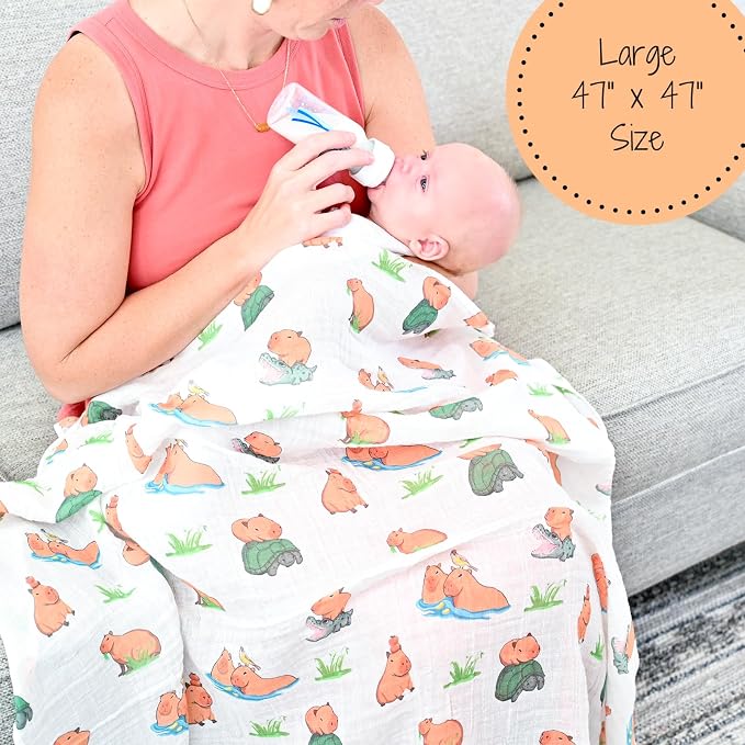LollyBanks Swaddle Blanket, 100% Cotton Muslin Swaddle Blankets, Neutral - Image 4