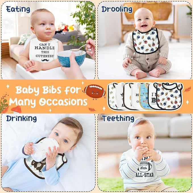 7Pcs Cotton Waterproof Baby Bibs Hook Loop Closure Newborn Bib Keepsake Baby - Image 6
