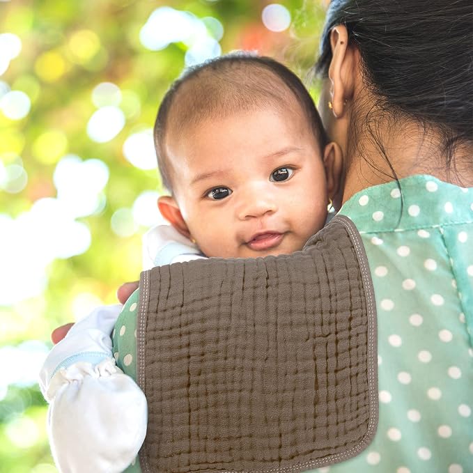 Tallew 8 Pack Muslin Burp Cloths and Baby Bibs - Image 7