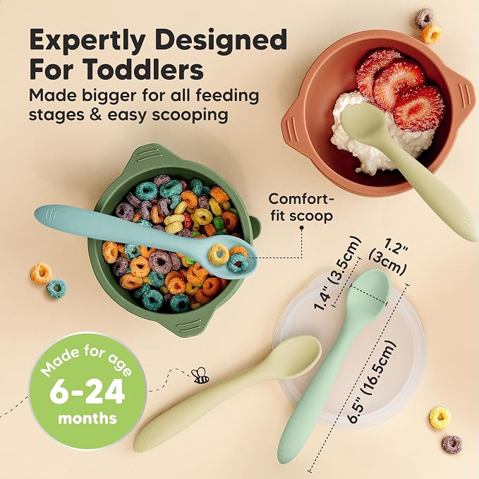 KeaBabies Silicone Baby Spoons, Self Feeding 6-12 months - Image 2