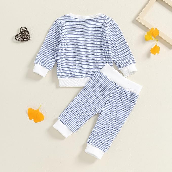 Toddler Baby Boy Fall Clothes Waffle Outfit Long Sleeve Color Blocking - Image 6