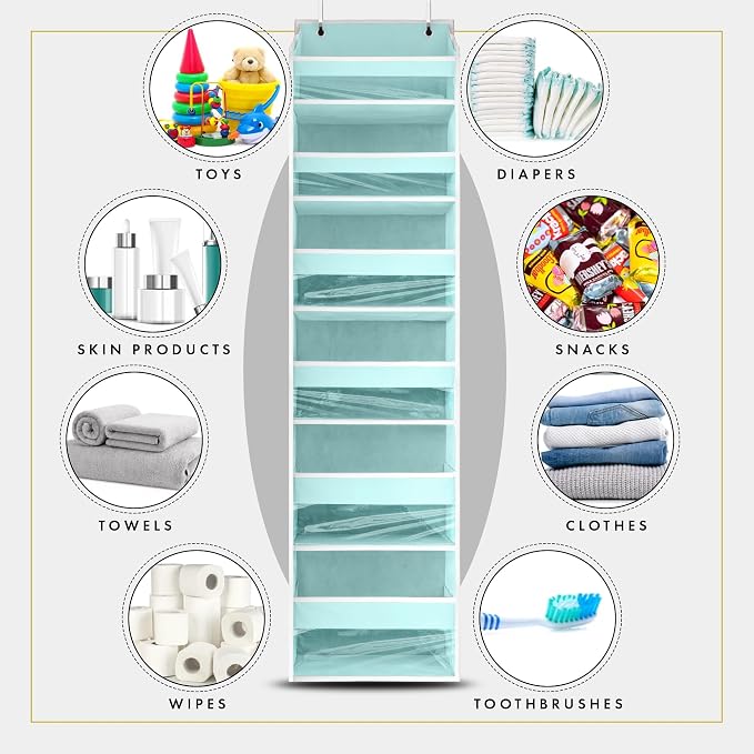 HOMELUX THEORY 1 PC Heavy Duty Over the Door Organizer 55x14x6.7, 6 Large Front - Image 6