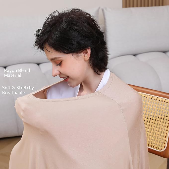 Nursing Cover for Breastfeeding, 360°Full Coverage Nursing Poncho, Rayon Soft & - Image 4