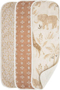 Crane Baby Muslin Baby Burp Cloths Set of 3, Safari Animal Print, 100% Cotton by CraneBaby