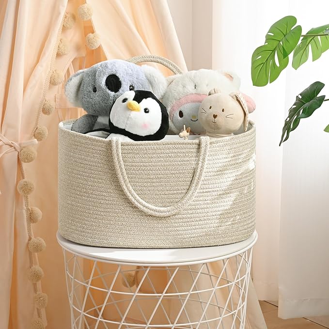Baby Diaper Caddy Organizer, Cotton Rope Diaper Basket, Baby Basket - Image 7