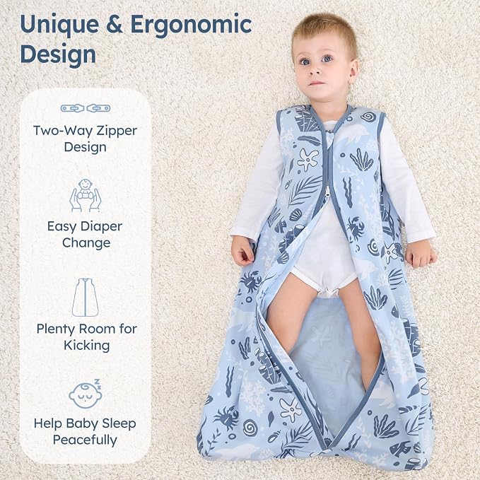Baby Sleep Sack 6-12 Months 100% Cotton Lightweight 0.5 TOG Wearable Blanket - Image 4