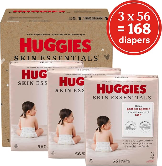 Huggies Size 3 Diapers, Skin Essentials Baby Diapers, Size 3, Packaging May Vary - Image 2