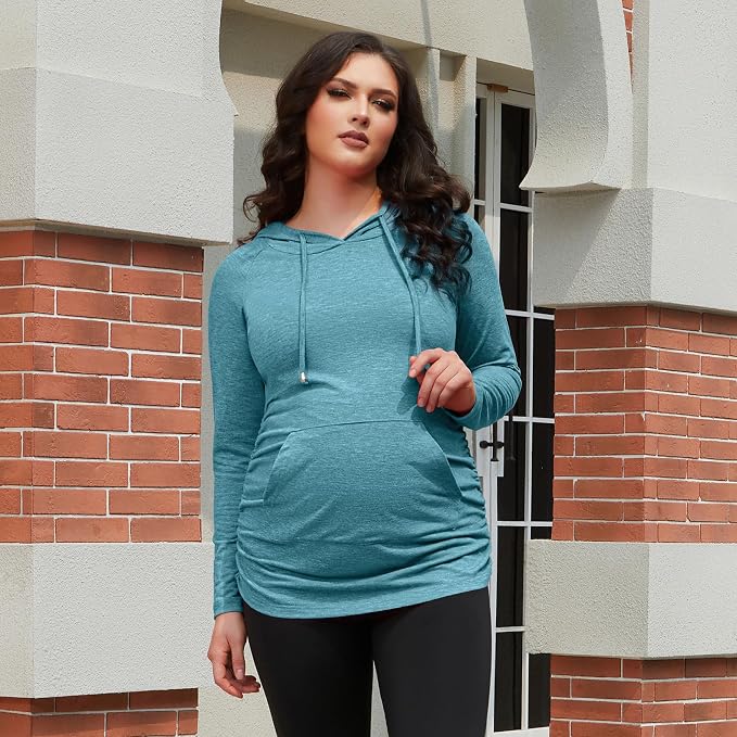 GINKANA Maternity Hoodie Long Sleeves Shirts Casual Maternity Top Pregnancy - Image 3