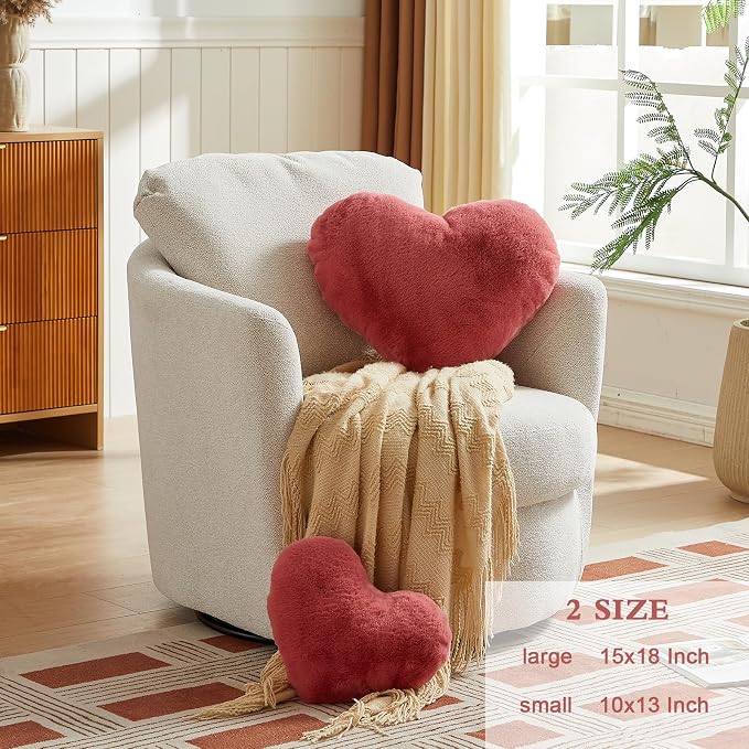 EastTree Heart Pillows, Peach Pink Heart Shaped Pillows, Love Throw Pillows - Image 2