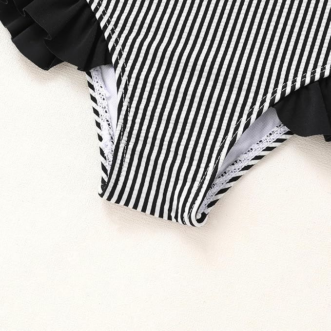 YOUNGER TREE Toddler Girls Two Pieces Swimsuit Color Block Stripe Swimwear - Image 5
