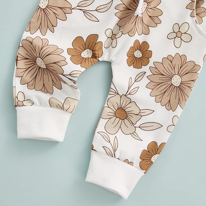 3Pcs Baby Girl Outfits Daisy Sweatshirt + Pants + Headband Infant Fall Winter - Image 4