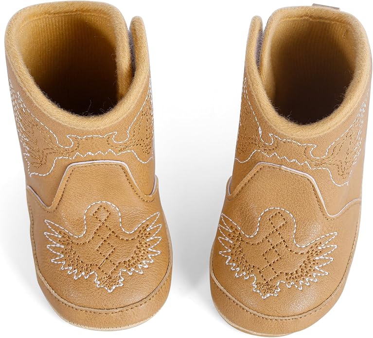 MK MATT KEELY Leather Western Boots Cowboy Bootie Soft Sole Non-Slip Crib Shoes - Image 7