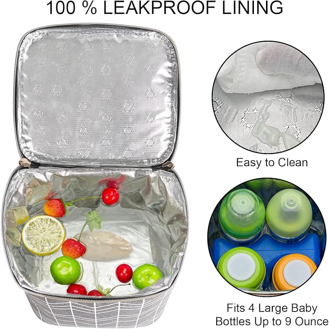 Breast Milk Cooler Bag with Ice Pack Fits 4 Baby Bottles Up to 9 Ounce - Image 2