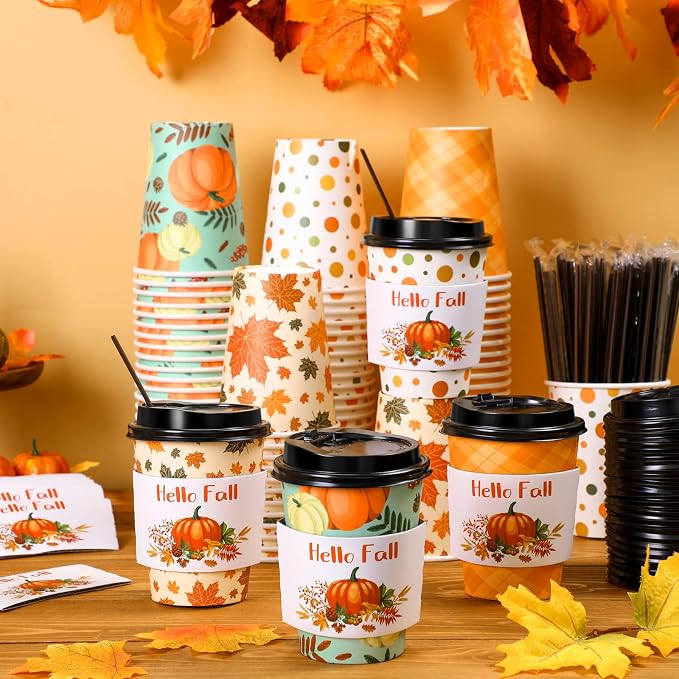 Lallisa 100 Sets Fall Thanksgiving Coffee Cup Bulk - Image 2